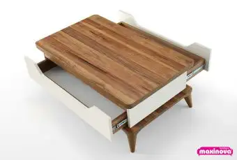 Masuta de cafea extensibila multifunctionala Polo nuc-alb