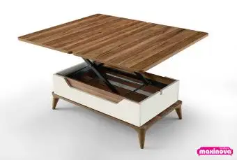 Masuta de cafea extensibila multifunctionala Polo nuc-alb